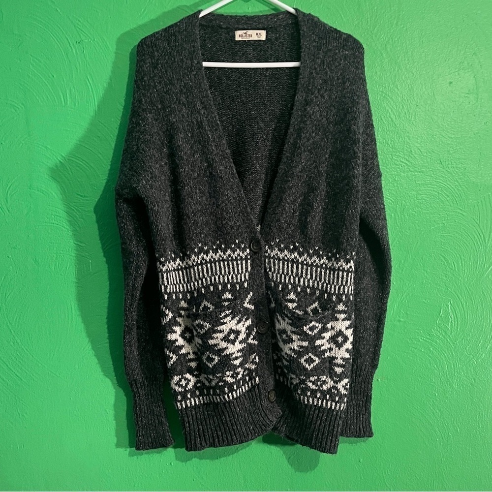 Hollister Grey Western Cardigan Sweater.